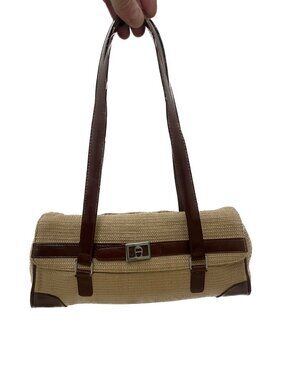 Vintage Etienne Aigner Straw & Leather Barrel Bag